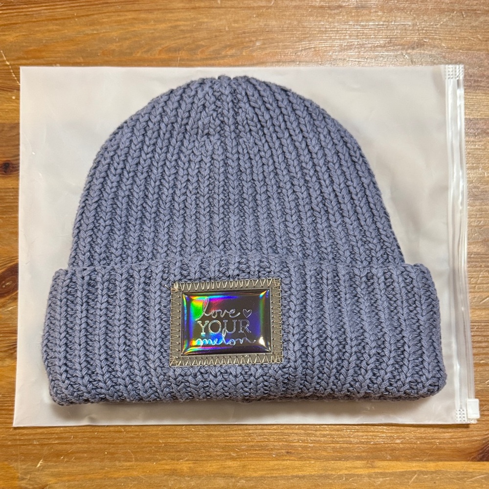 Love Your Melon Beanie in Blue with Holographic Patch